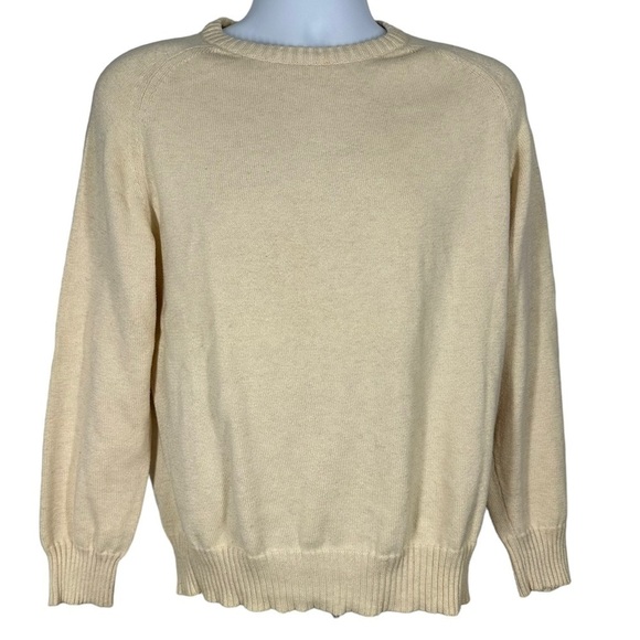BILLS KHAKIS Men’s Cream Cotton Crewneck Sweater Medium Made in USA - Picture 1 of 5